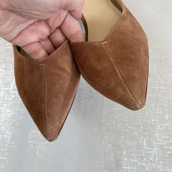 Banana Republic Brown Suede Pointed Toe Heels 9 M Preppy Party Classic Pumps - Picture 6 of 16